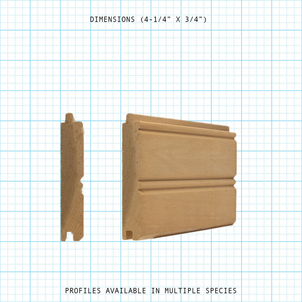 Paneling wainscot molding profile diagram, 4-1/4" x 3/4" dimensions.