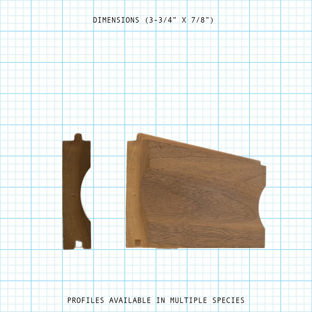 Paneling wainscot molding profile diagram, 3-3/4" x 7/8" dimensions.